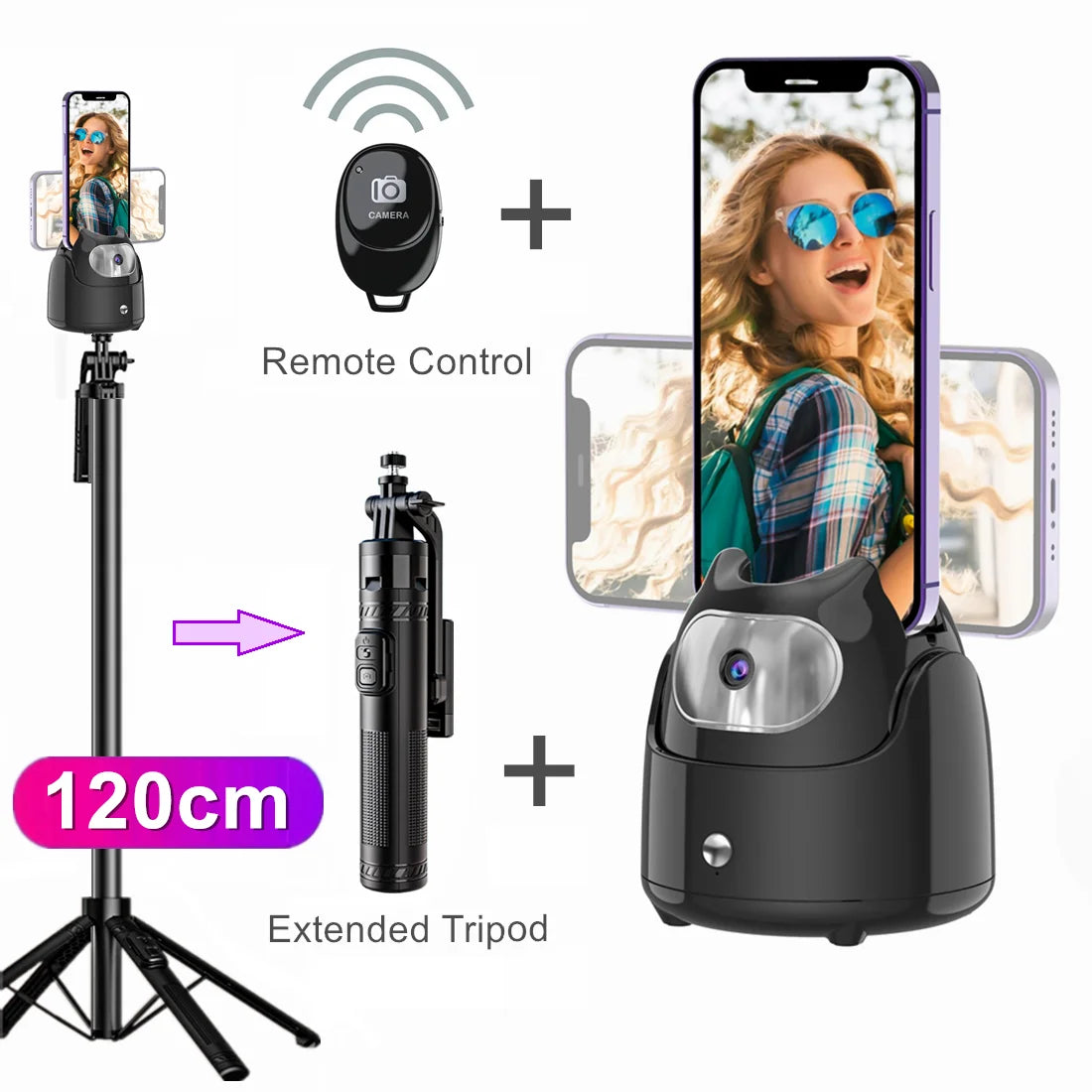 Auto Tracking Smart Shoot Robot Cameraman 360° Face Phone Holde Ai Shooting Gimbal Stabilizer Selfie Stick for Vlog Live Video